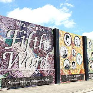  “Welcome to Fifth Ward” mural highlighting the history and people associated with one of Houston’s oldest African American neighborhoods. Photo by 2C2K Photography  