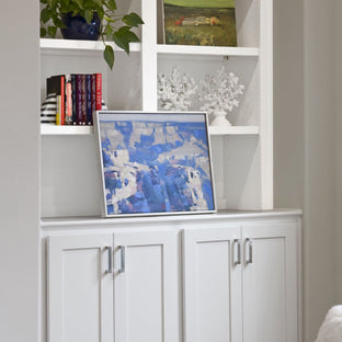  An artfully decorated bookshelf at the home of a UGallery client 