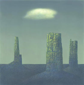 printmaking by Shao Yuan Zhang titled Monument Valley