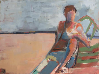 acrylic painting by Gail Ragains titled Beach Chair