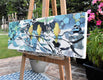 Original art for sale at UGallery.com | Feathered Yellow by Mary Pratt | $1,400 | oil painting | 12' h x 36' w | thumbnail 2