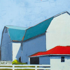 acrylic painting by Ruth LaGue titled Barn Red Roof