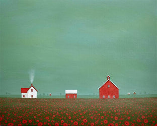 Overcast Sky over the Poppy Farm by Sharon France |  Artwork Main Image 