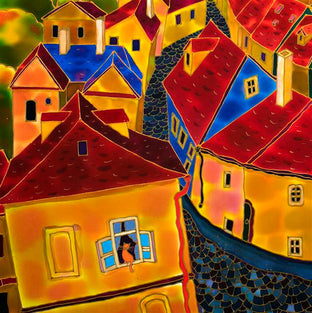 Red Roofs Prague - 3 by Yelena Sidorova |   Closeup View of Artwork 