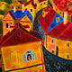 Original art for sale at UGallery.com | Red Roofs Prague - 3 by Yelena Sidorova | $2,375 | mixed media artwork | 30' h x 40' w | thumbnail 4