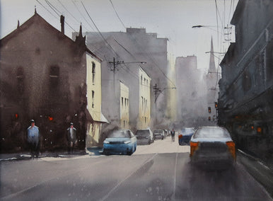 watercolor painting by Swarup Dandapat titled Sunshine and the Shadows