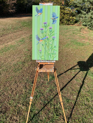 Bluebird Flight with Thistles by Alana Clumeck |  Context View of Artwork 