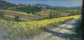 Original art for sale at UGallery.com | Morning Sunshine, Towards Cavallano by Andrew Hird | $1,200 | oil painting | 8' h x 15.75' w | thumbnail 1