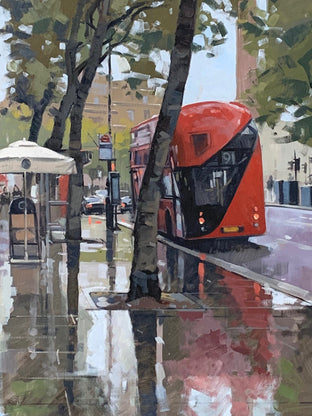 Northumberland Avenue, April Showers by Andrew Hird |   Closeup View of Artwork 