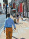 Original art for sale at UGallery.com | Orange Trousers, Piccadilly by Andrew Hird | $2,100 | oil painting | 23.5' h x 11.75' w | thumbnail 4