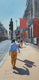 Original art for sale at UGallery.com | Orange Trousers, Piccadilly by Andrew Hird | $2,100 | oil painting | 23.5' h x 11.75' w | thumbnail 1