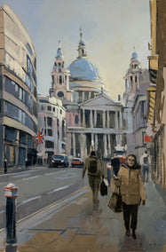 oil painting by Andrew Hird titled St Paul’s Cathedral, Winter Light