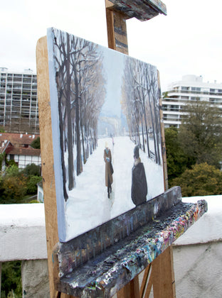 Rencontre au Luxembourg by Bertrand Girard |  Side View of Artwork 