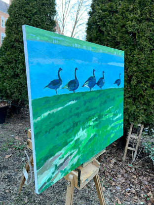 Five Geese by Brian McCarty |  Side View of Artwork 