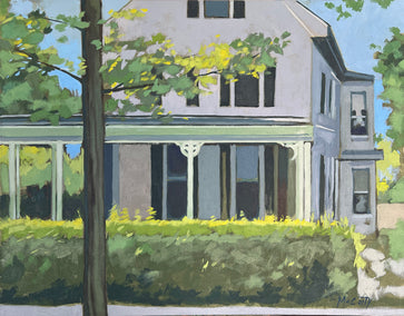 oil painting by Brian McCarty titled Front Porch Hedge