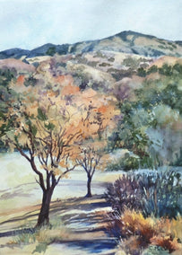 watercolor painting by Catherine McCargar titled Mount Diablo, Sugarloaf View