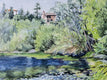 Original art for sale at UGallery.com | Waterlilies on Lake Temescal by Catherine McCargar | $1,300 | watercolor painting | 18' h x 24' w | thumbnail 4