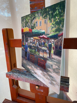 Market Day (Provence) by Faye Vander Veer |  Side View of Artwork 