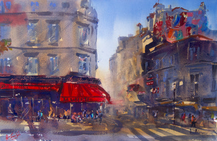 watercolor painting by James Nyika titled Cafe la Liberte