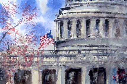 watercolor painting by James Nyika titled Capitol