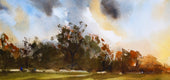 Original art for sale at UGallery.com | Fairwood Park Sunset by James Nyika | $700 | watercolor painting | 15' h x 22' w | thumbnail 4