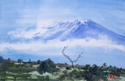 watercolor painting by James Nyika titled Kilimanjaro