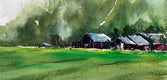 Original art for sale at UGallery.com | Rice Field by James Nyika | $700 | watercolor painting | 15' h x 22' w | thumbnail 4