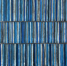 oil painting by Janet Hamilton titled Blue Triple Stripes