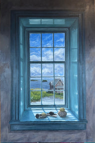 oil painting by Jay Jensen titled Lubec Window