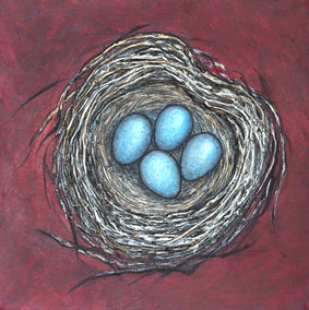 mixed media artwork by Jennifer Ross titled The Heart Shaped Nest