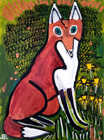 acrylic painting by Jessica JH Roller titled Copper Fox