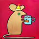 Original art for sale at UGallery.com | Mouse with Hot Chocolate by Jessica JH Roller | $1,500 | acrylic painting | 36' h x 36' w | thumbnail 1