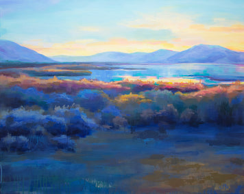 acrylic painting by Jinny Tomozy titled The Last Light on the Marsh