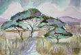 Original art for sale at UGallery.com | Acacia Trees 1 by Joe Giuffrida | $500 | mixed media artwork | 15' h x 22' w | thumbnail 1