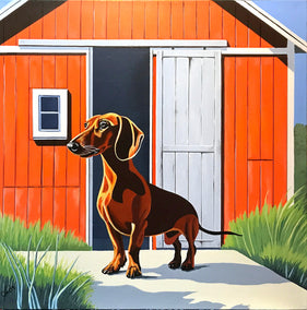 acrylic painting by John Jaster titled Dachshund Power