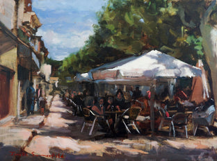 Sidewalk Cafes in Puente La Reina by Jonelle Summerfield |  Artwork Main Image 