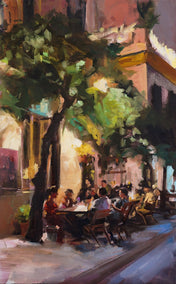 oil painting by Jonelle Summerfield titled Tapas Night in Seville