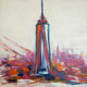 Original art for sale at UGallery.com | NYC=Freedom by Kajal Zaveri | $1,200 | acrylic painting | 24' h x 24' w | thumbnail 1