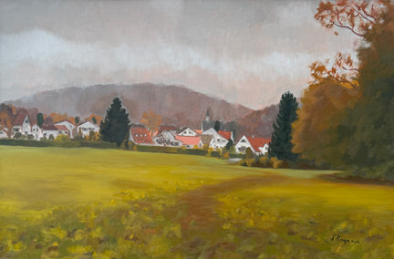 oil painting by Karen d’Angeac Mihm titled A German Village