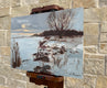 Original art for sale at UGallery.com | Winter at the Lake by Karen d’Angeac Mihm | $625 | oil painting | 12' h x 16' w | thumbnail 2