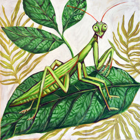 acrylic painting by Kira Yustak titled Praying Mantis