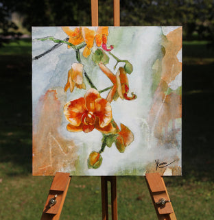 Orange Orchids by Kristina Ingvarsson |  Context View of Artwork 