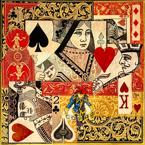 mixed media artwork by Mandy Main titled Game of Hearts