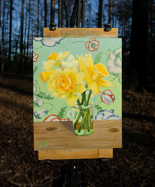 Daffodils on Green by Mary Beatty-Brooks |  Context View of Artwork 