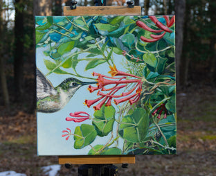 Hummingbird in the Honeysuckle by Mary Beatty-Brooks |  Context View of Artwork 