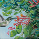 Original art for sale at UGallery.com | Hummingbird in the Honeysuckle by Mary Beatty-Brooks | $525 | acrylic painting | 12' h x 12' w | thumbnail 1