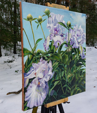 Peonies Following Irises by Mary Beatty-Brooks |  Side View of Artwork 