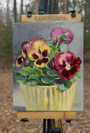 Yellow, Red and Purple Pansies by Mary Beatty-Brooks |  Context View of Artwork 