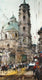 Original art for sale at UGallery.com | Prague St. Nicholas Tower by Maximilian Damico | $550 | watercolor painting | 16' h x 7.5' w | thumbnail 1