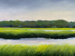 Original art for sale at UGallery.com | Horizon Marsh Clouds II by Nancy Hughes Miller | $3,000 | oil painting | 24' h x 48' w | thumbnail 4